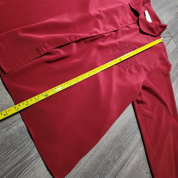 Vintage 90s Liz Moody classic french red puffy long sleeved button-up shirt - Picture 13 of 16